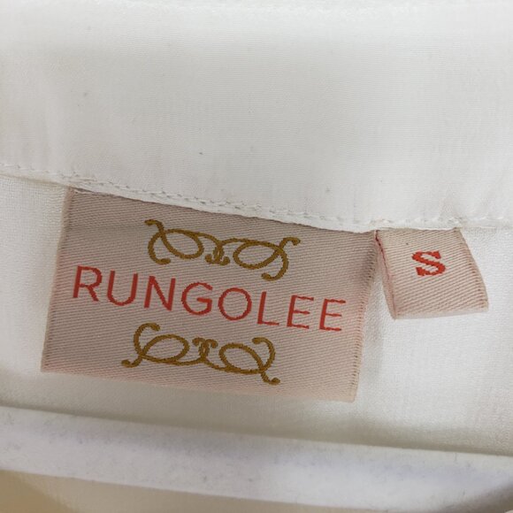 Rungolee Embellished Floral Applique Silk Blouse Top S Womens Long Sleeve‎ Cream - Picture 8 of 10